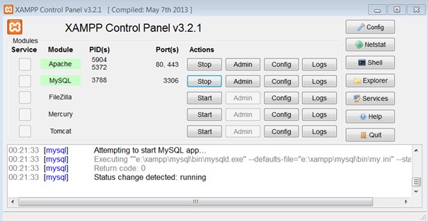 xampp control panel